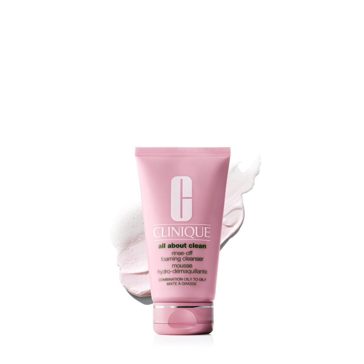 Clinique front packaging showing tube bottle and product name and benefit