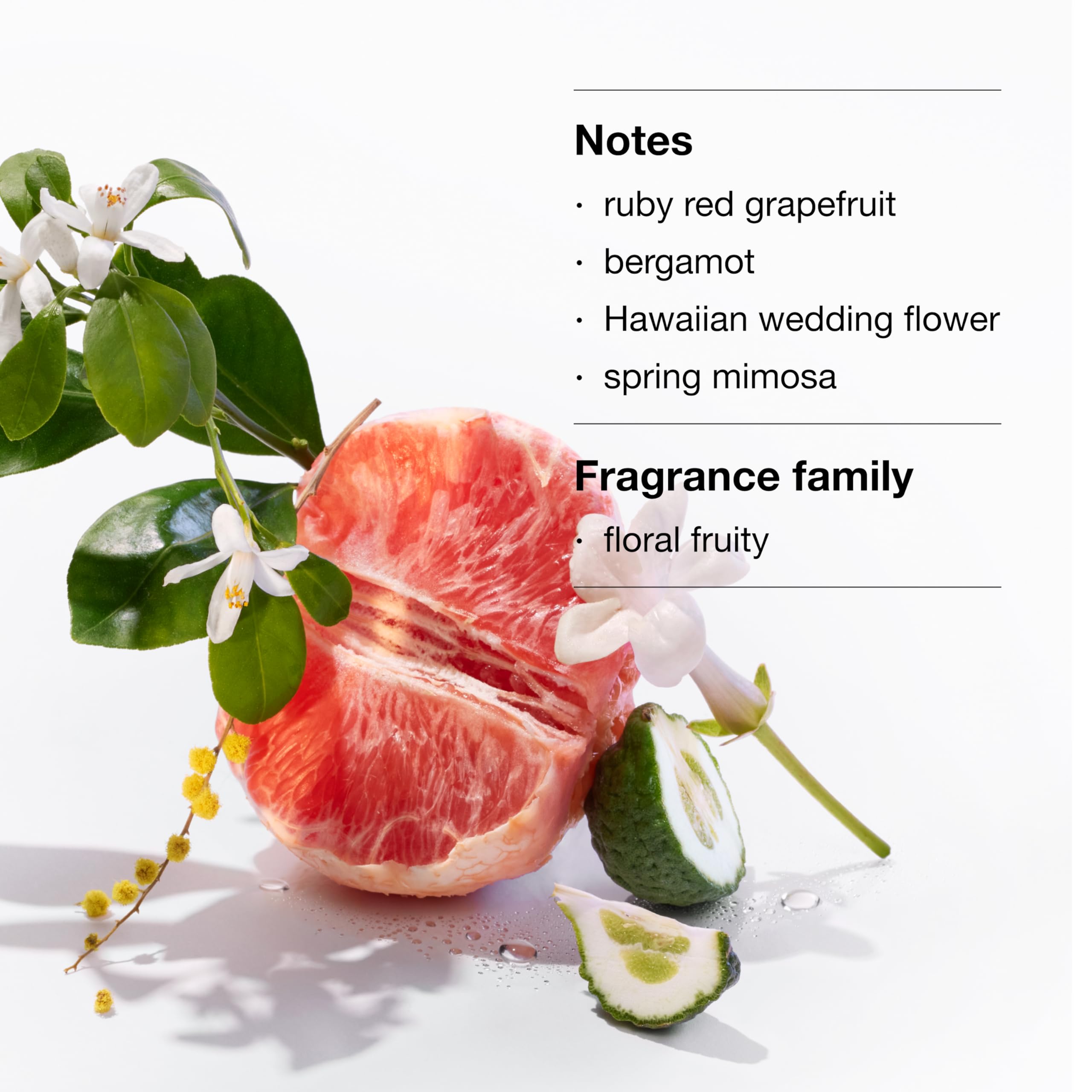 Clinique Happy side label detailing notes and size benefit: easy ingredient reference