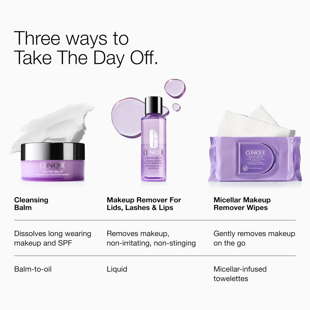 Clinique wipes in travel bag illustrating on-the-go cleansing benefit