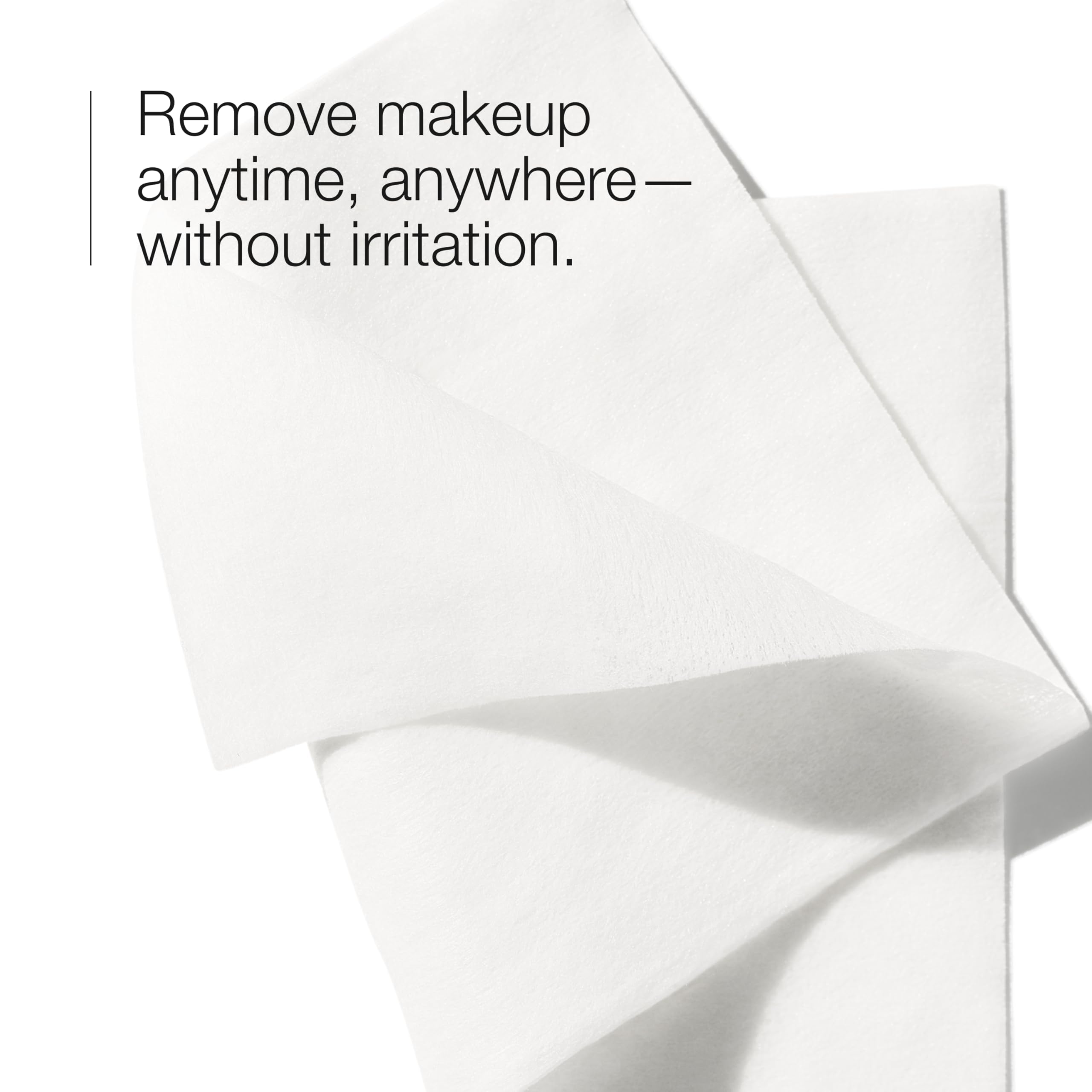 Clinique wipes beside hand showing scale and portable convenience benefit