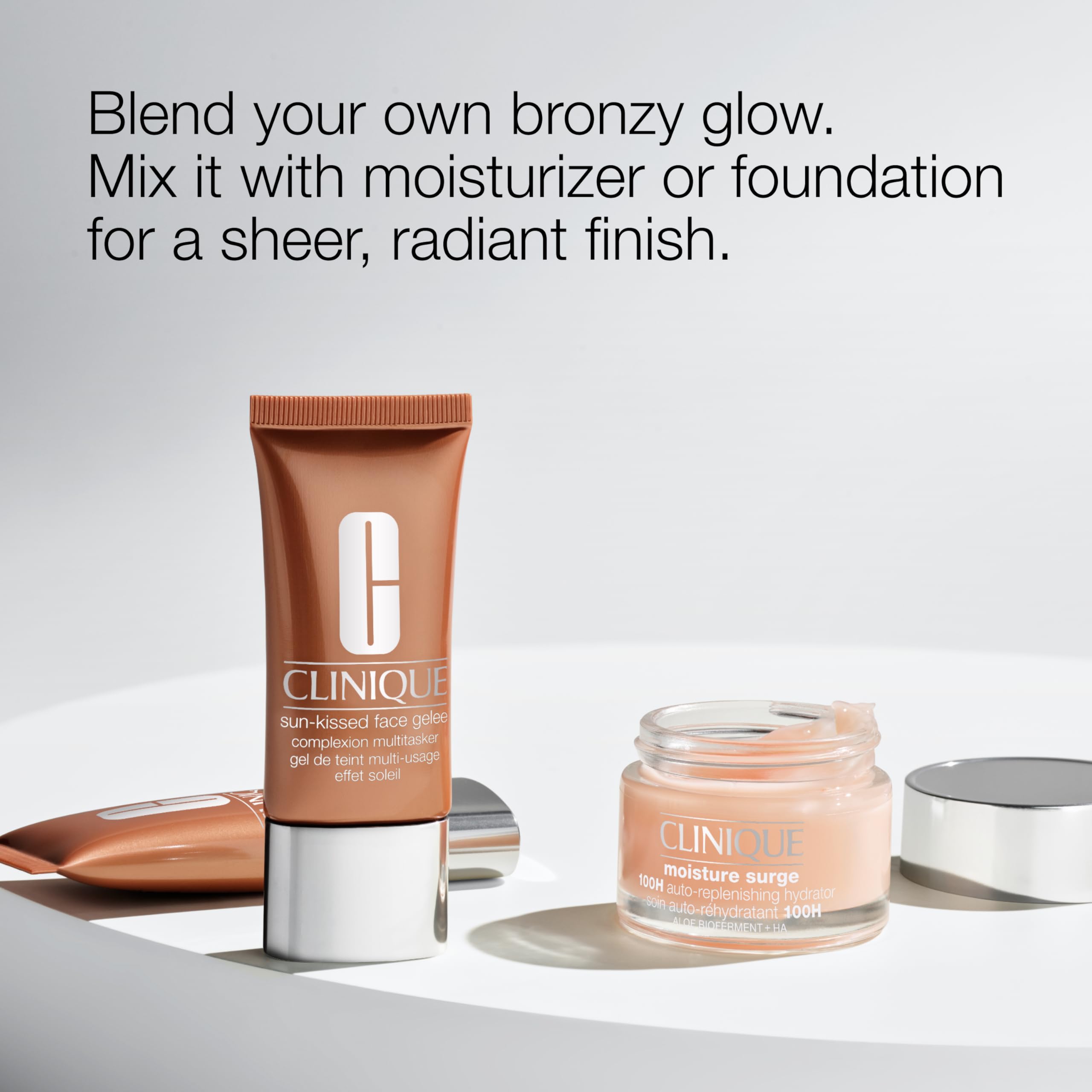Clinique bottle held in hand for size and scale, travel-friendly benefit