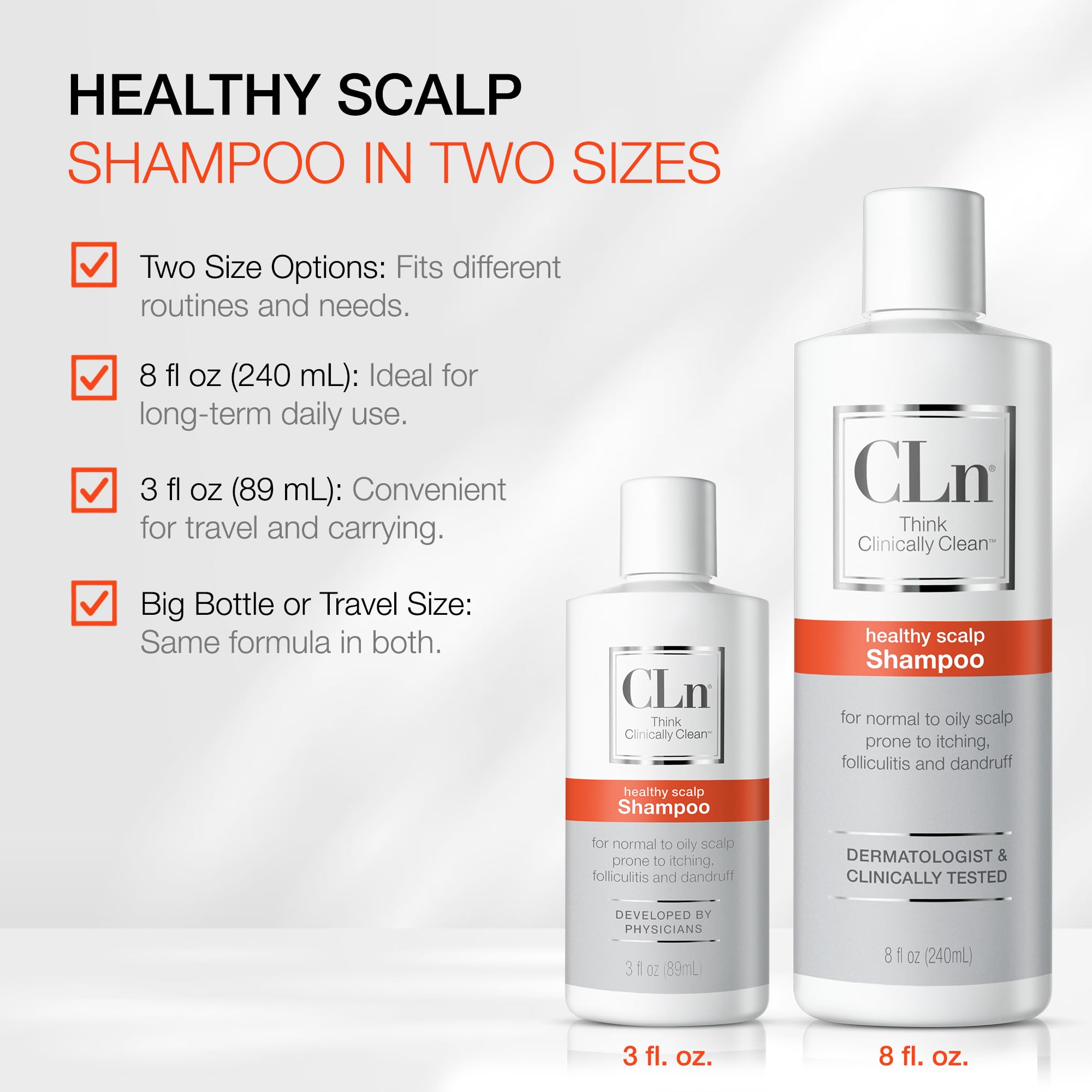 CLn bottle on bathroom shelf suggesting daily grooming routine benefit