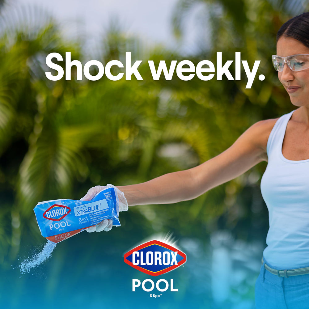 Clorox Pool&Spa powder dissolving in pool water for rapid sanitation