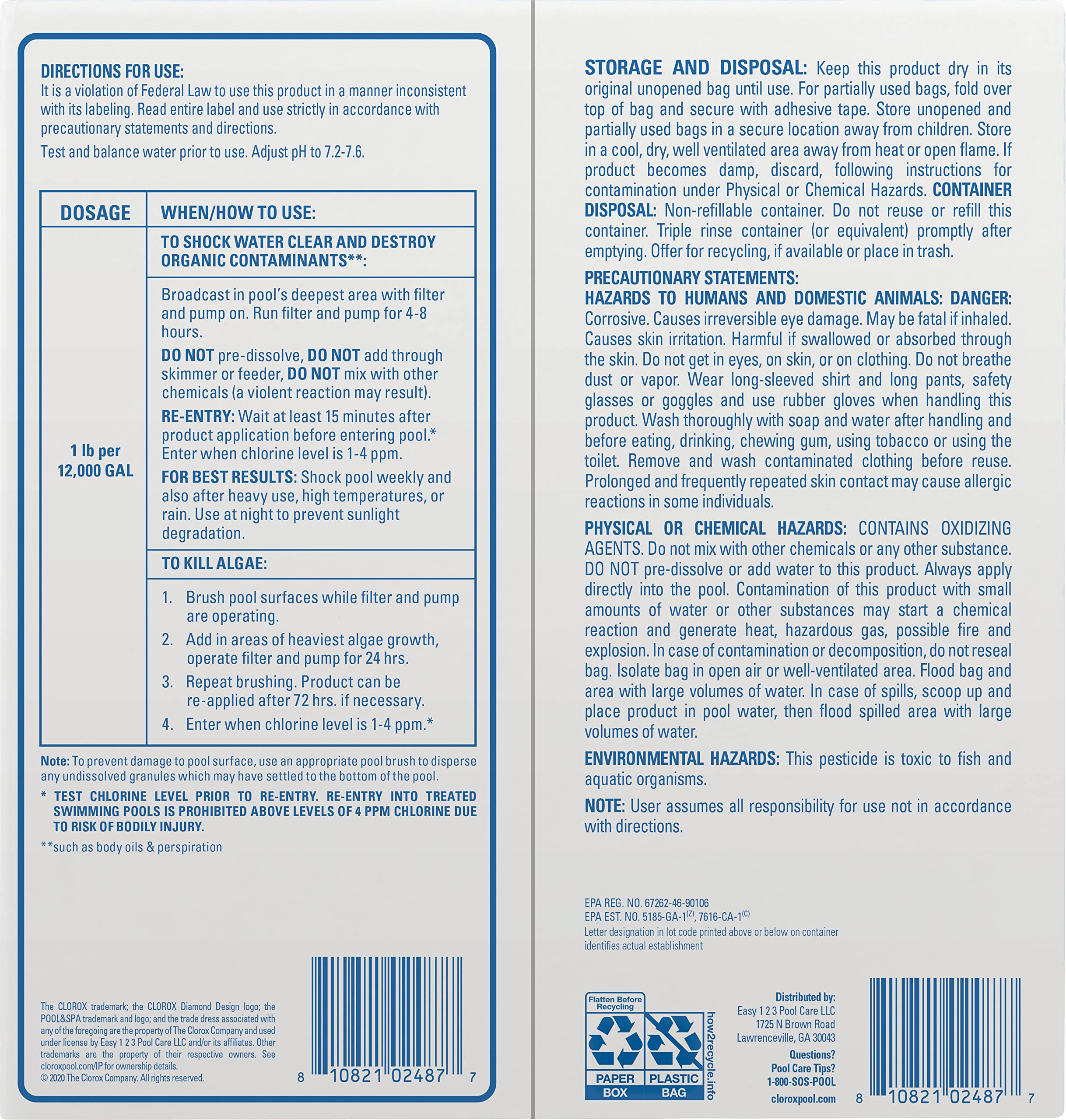 Clorox Pool&Spa powdered shock close-up demonstrating fast-dissolve clarity