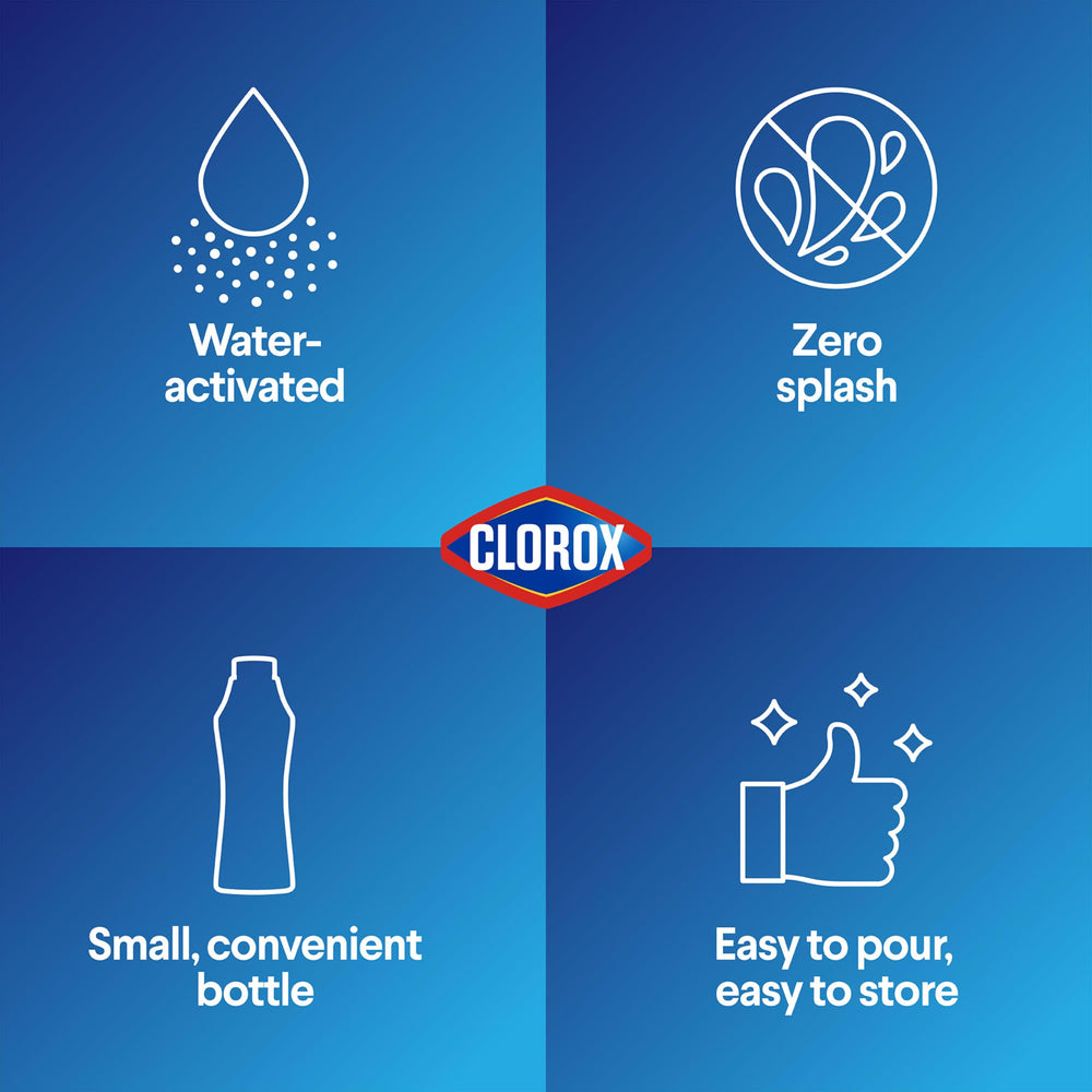 Clorox bottle held in hand showing compact size and easy storage advantage