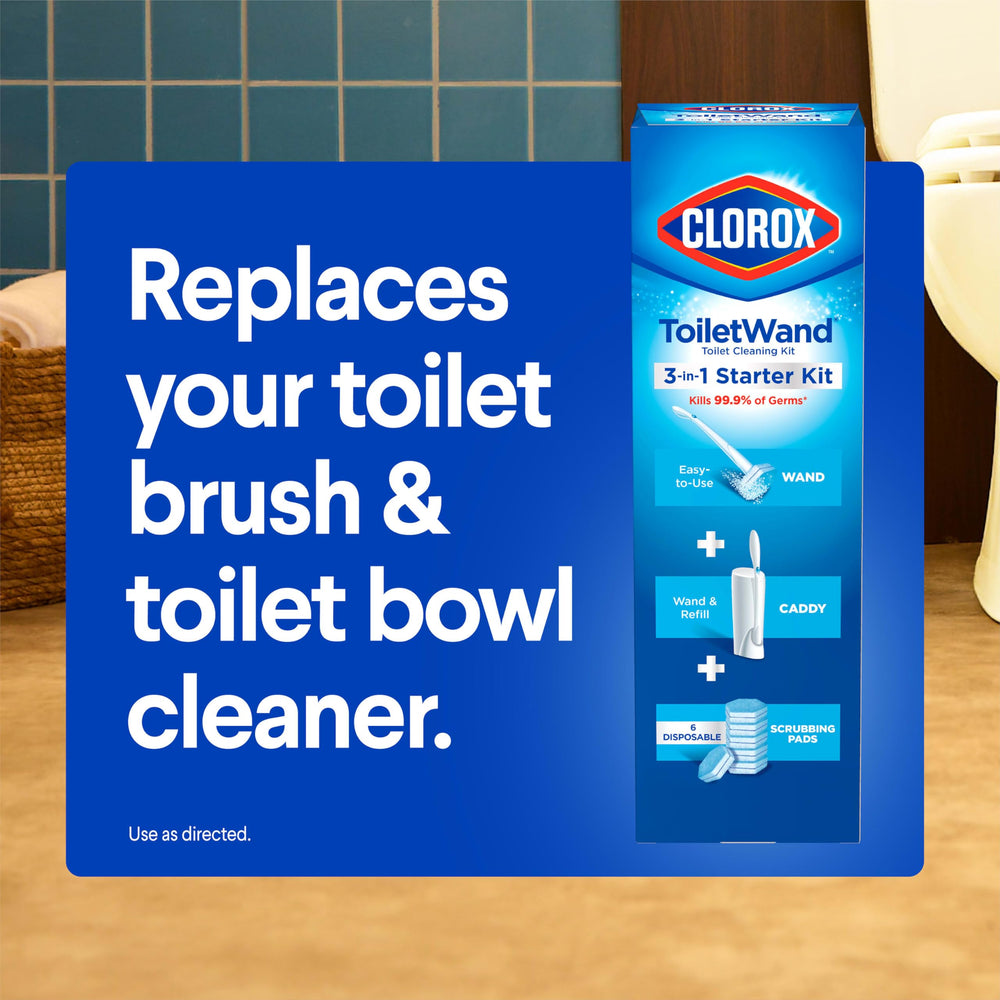 Clorox pad popping off wand ready for disposal to avoid touching dirty cleaning surfaces