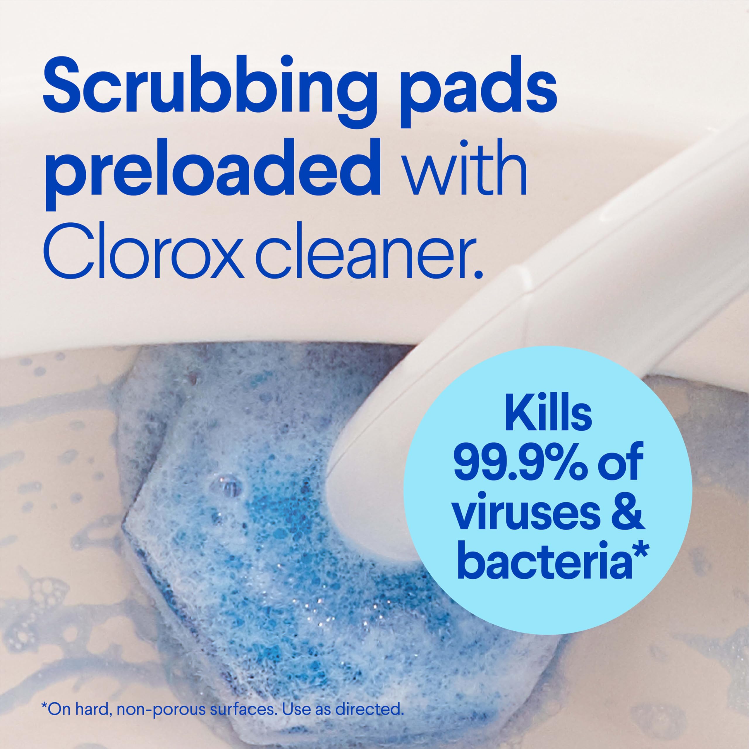 Clorox wand handle close-up showing ergonomic grip for comfortable, distant cleaning