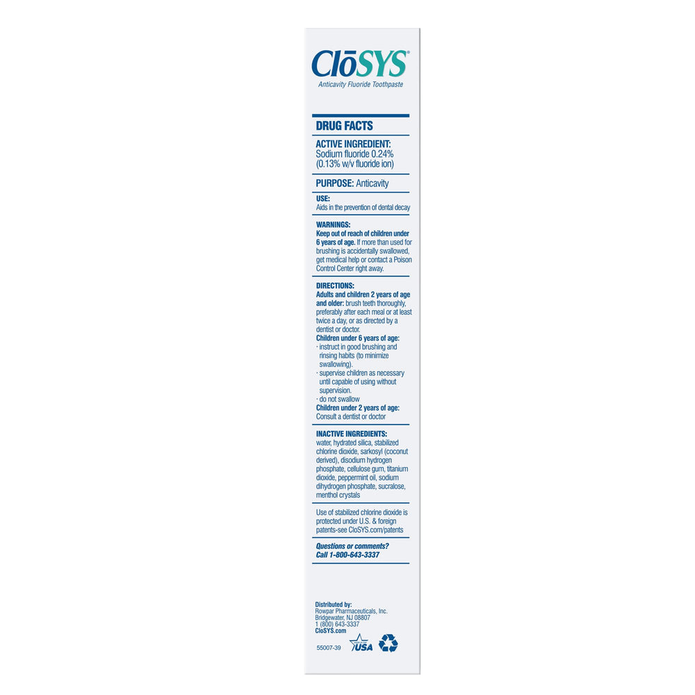 CloSYS tube cap open gentle mint ready to dispense for sensitive mouths