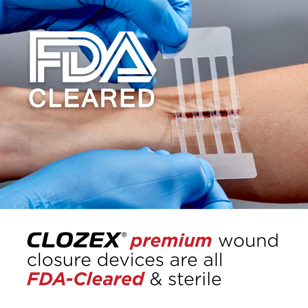Clozex adhesive texture and interlaced design detail for secure hold