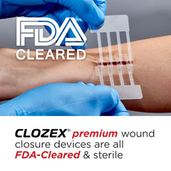 Clozex adhesive texture and interlaced design detail for secure hold
