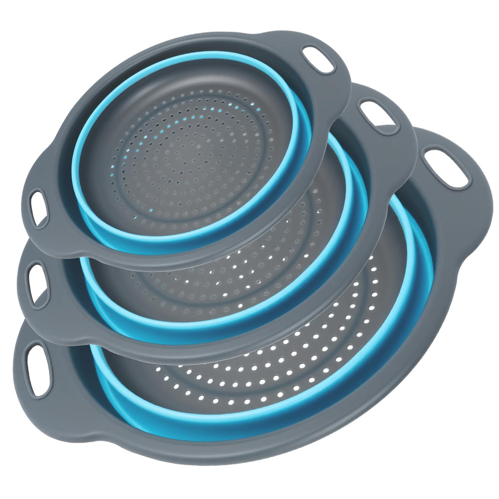 Cluren front packaging showing three stacked color strainers and clear labeling, saves space