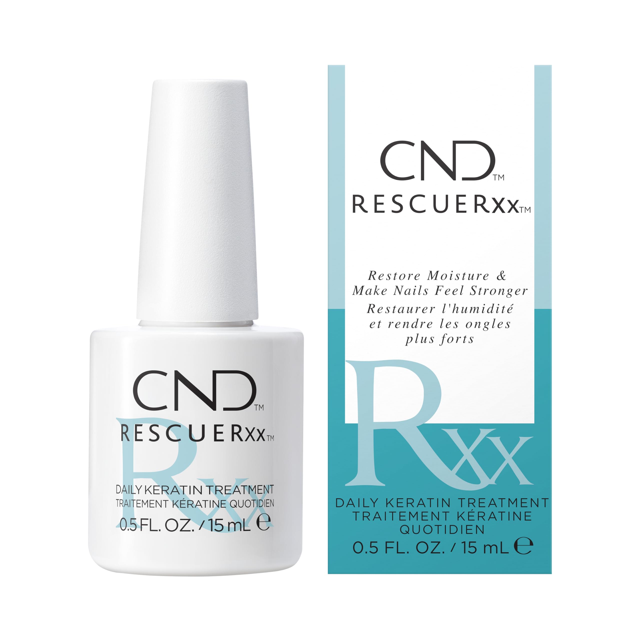 CND RescueRXx front bottle showing label and 0.5 fl oz size benefit