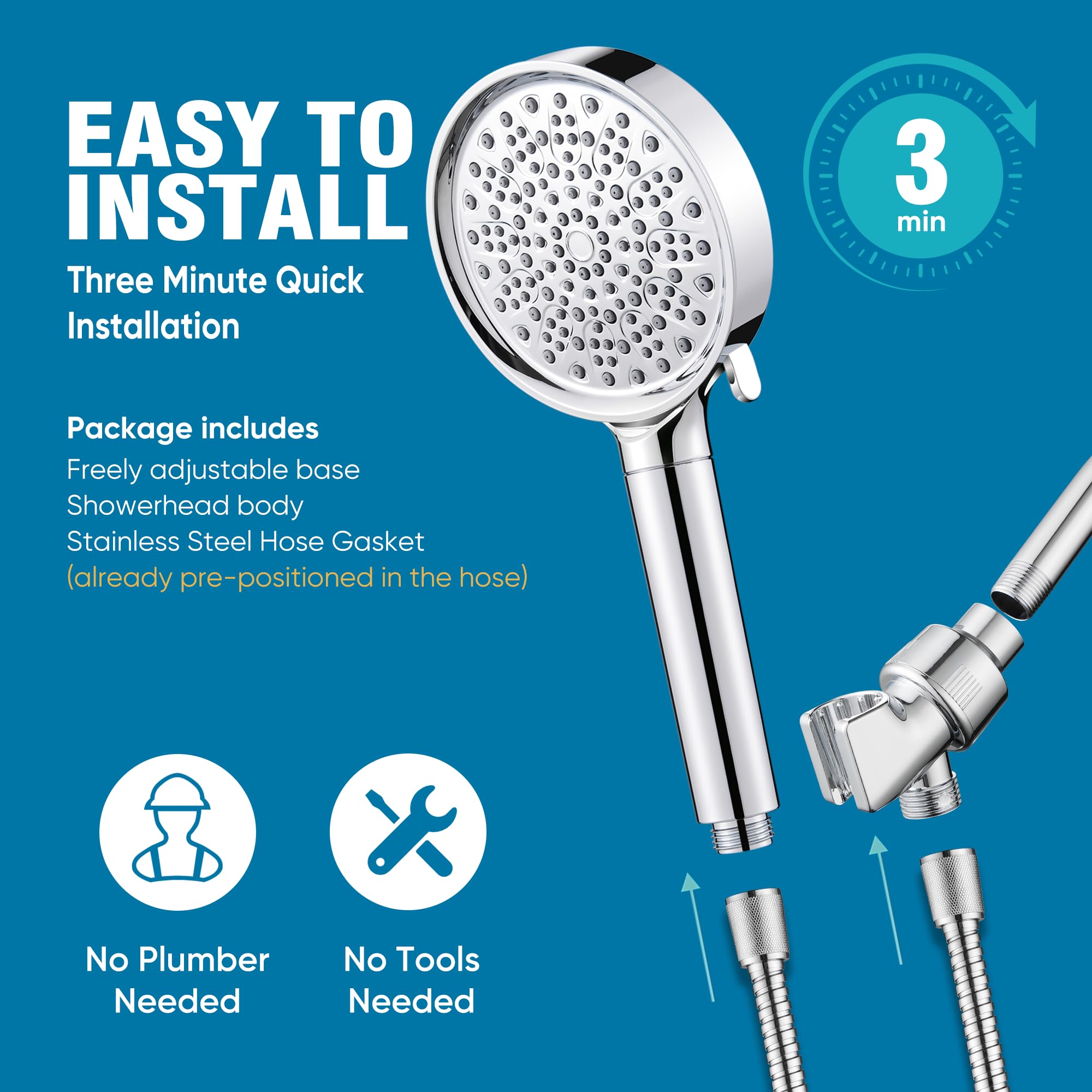 Cobbe shower head in a modern bathroom demonstrating softer-feeling water