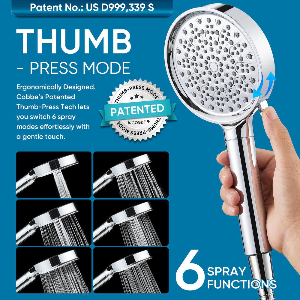 Cobbe shower spraying showing multiple modes for efficient rinsing