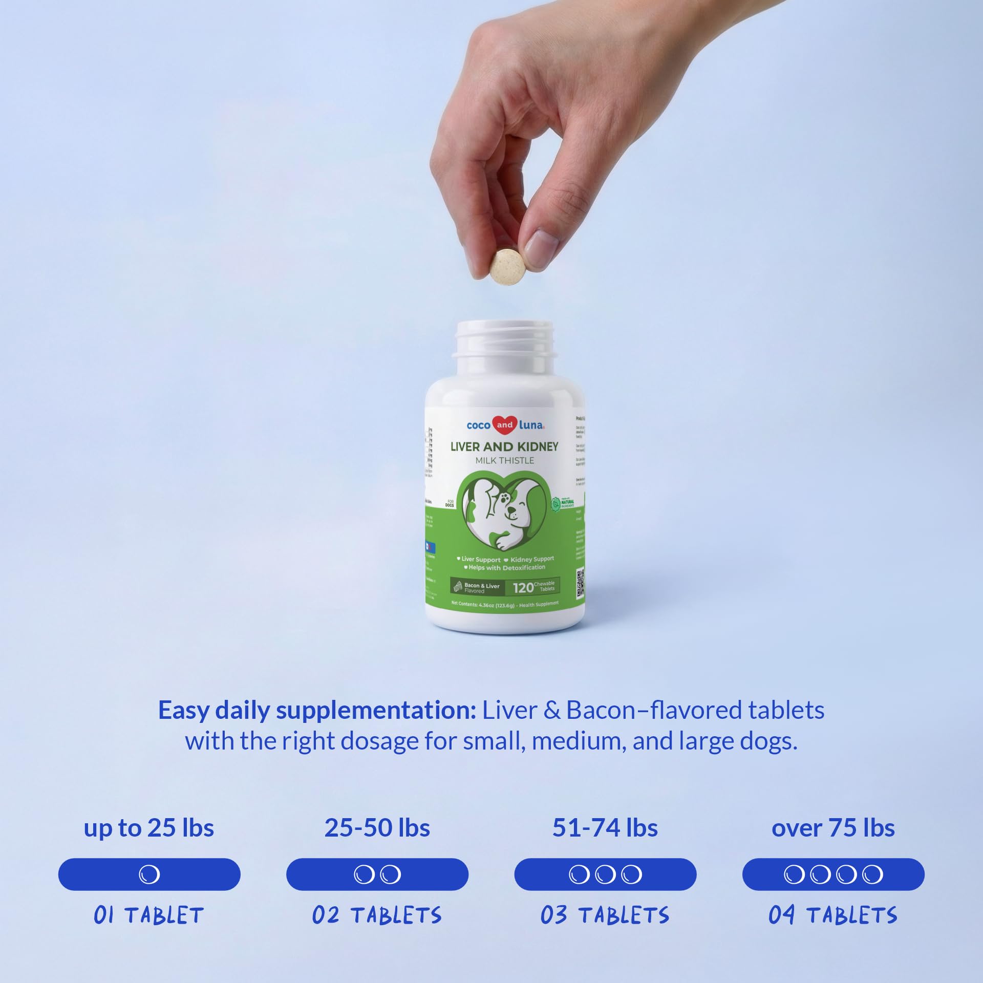 Coco and Luna tablet being offered to dog showing easy administration