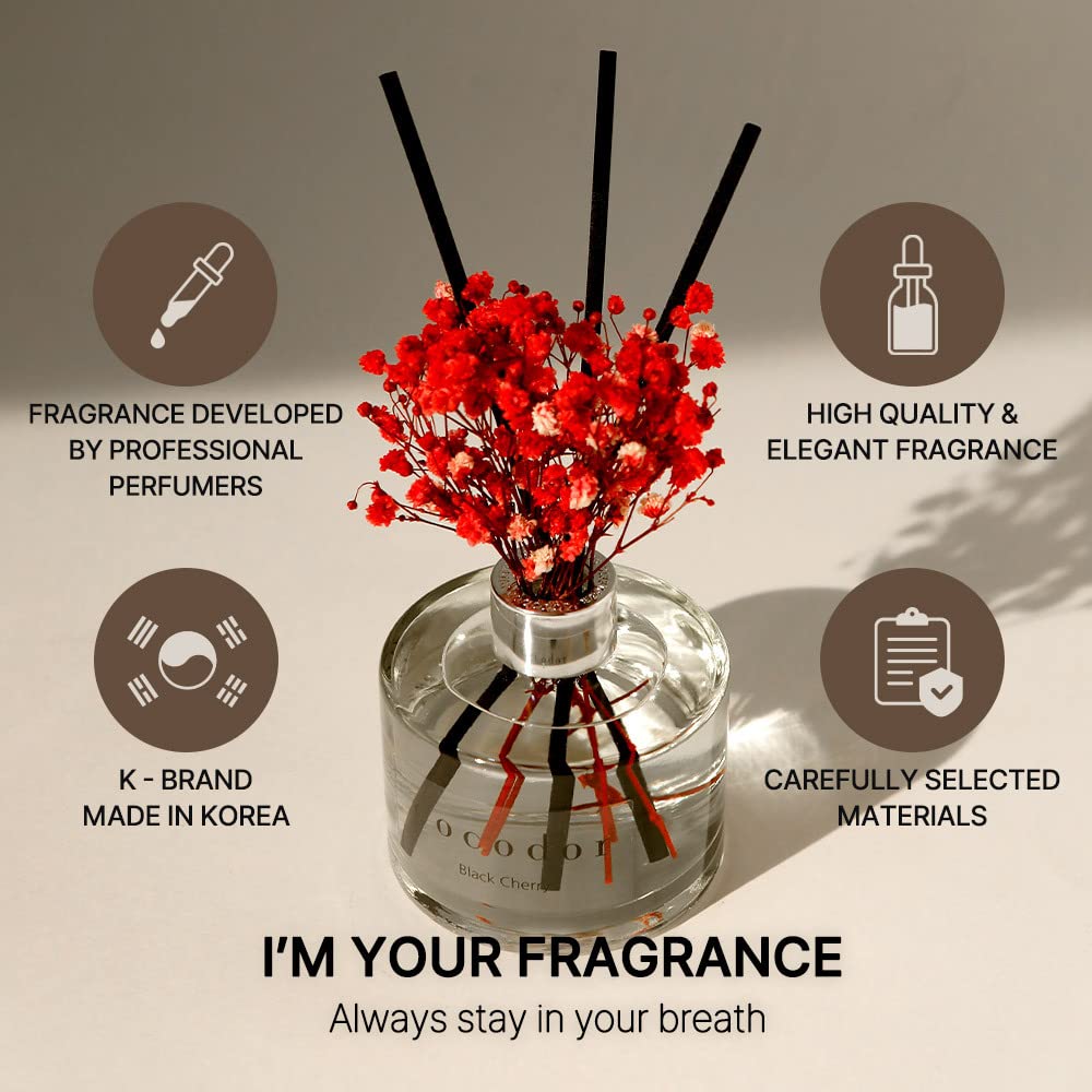 Cocod'or baby’s breath flower detail accenting the diffuser for refined home styling