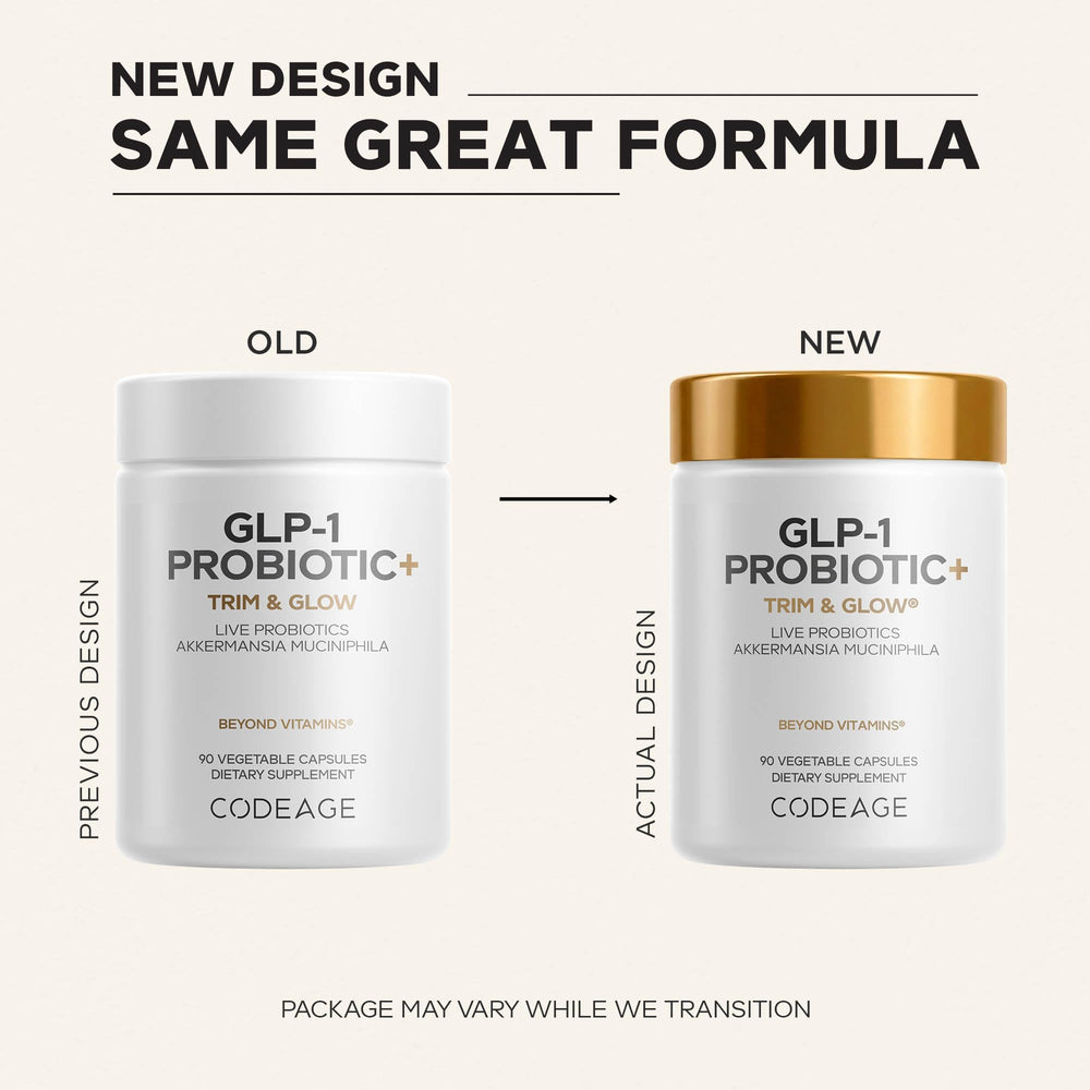 Codeage GLP-1 Probiotic+ capsules spread to show size and texture