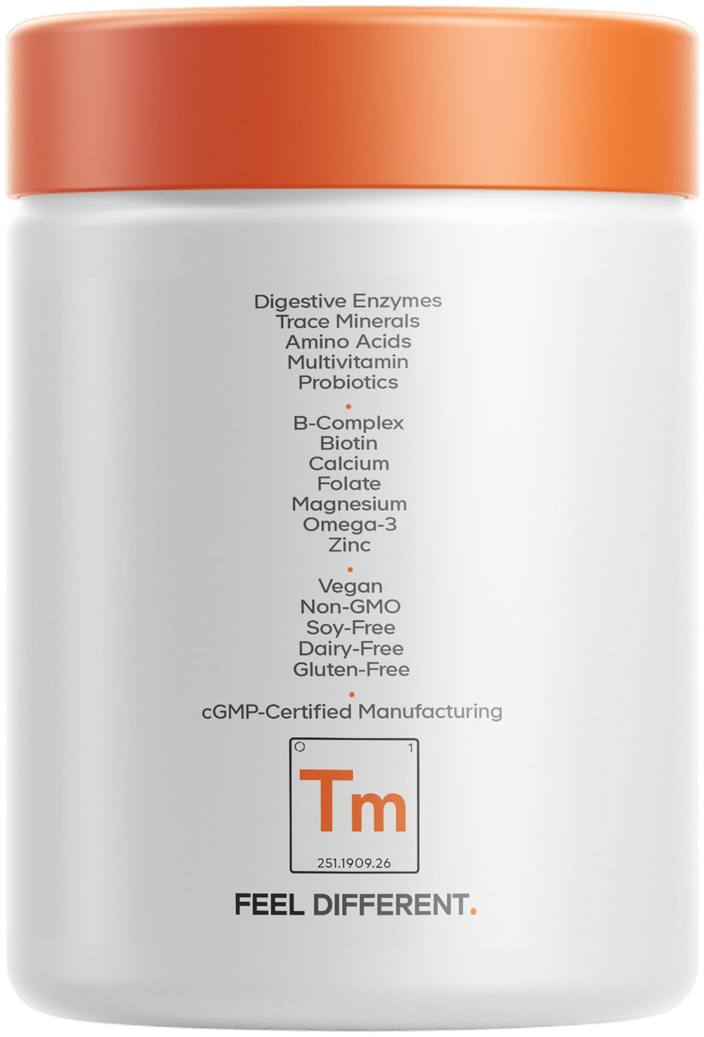 Allergen-free icons on Codeage label showing vegan and gluten-free