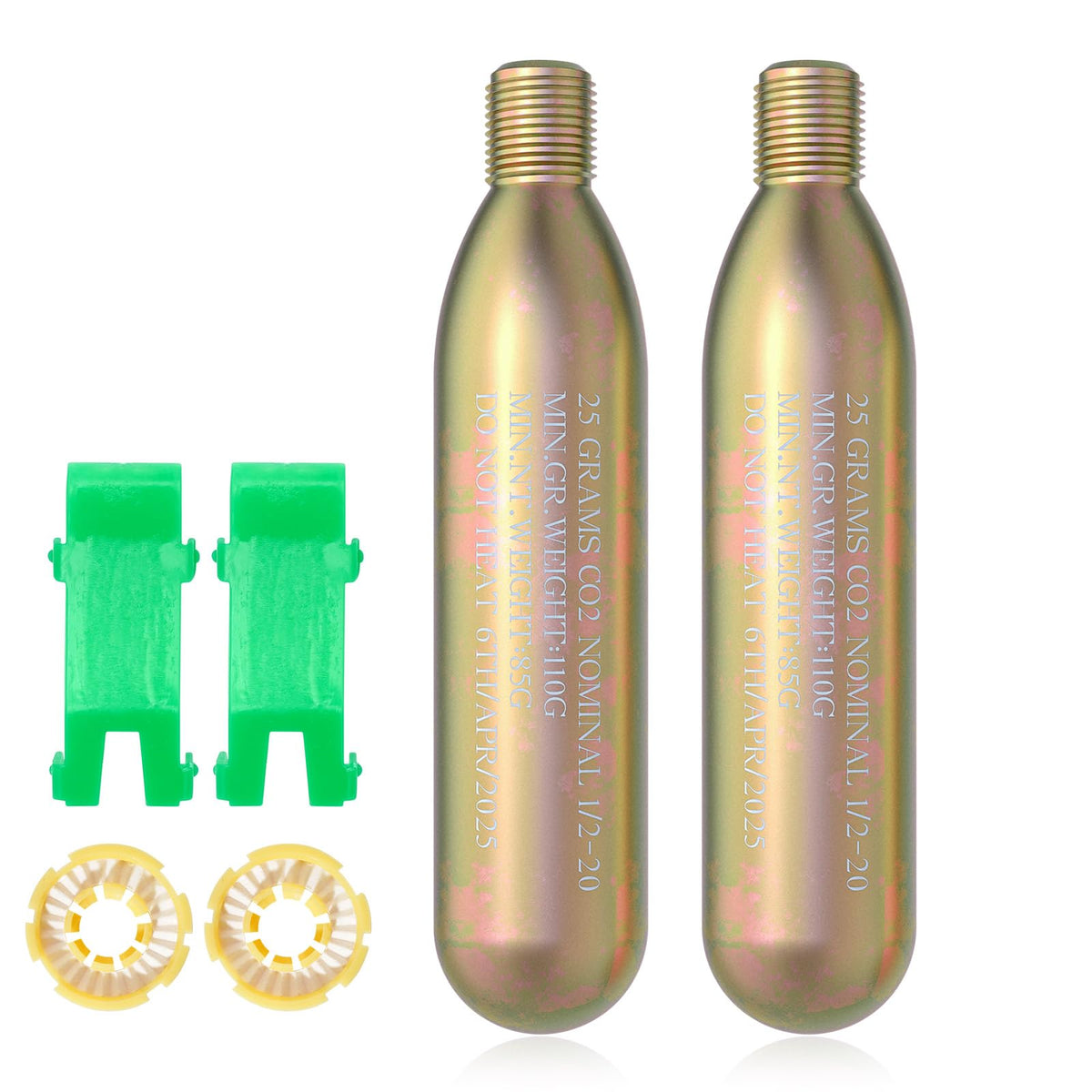 CODIEKEY front view of 24g CO2 cartridge pack showing contents and label for quick identification and safety