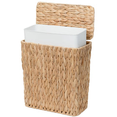 Coeusy front view wicker trash can showing natural look and tidy concealment