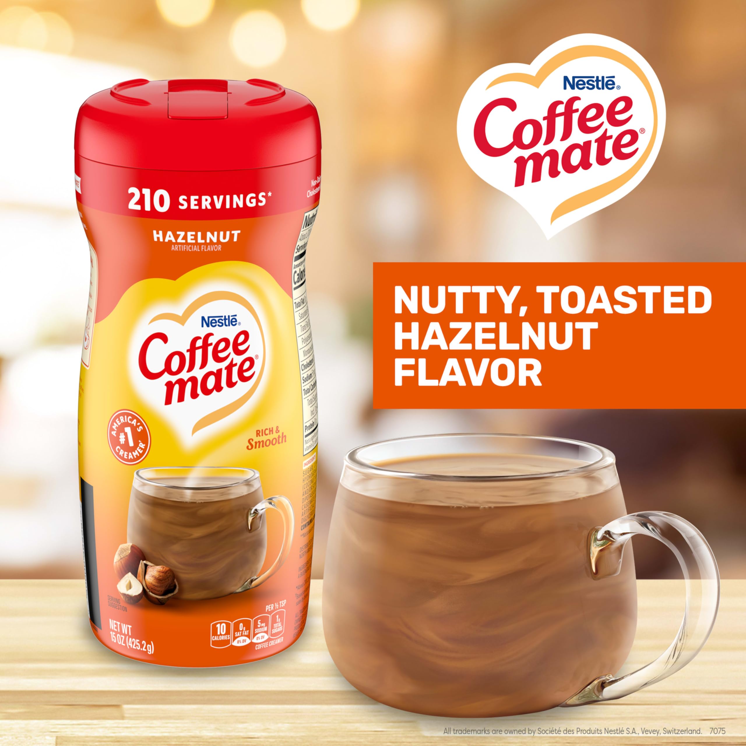 Coffee Mate open canister revealing powder for easy measuring and use