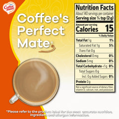 Coffee‑Mate being poured into a cup illustrating fast blend and rich flavor