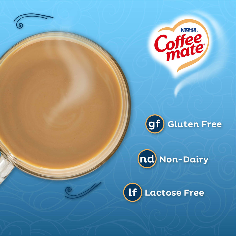 Coffee mate Chocolate Crème powder texture close-up showing smooth dissolving