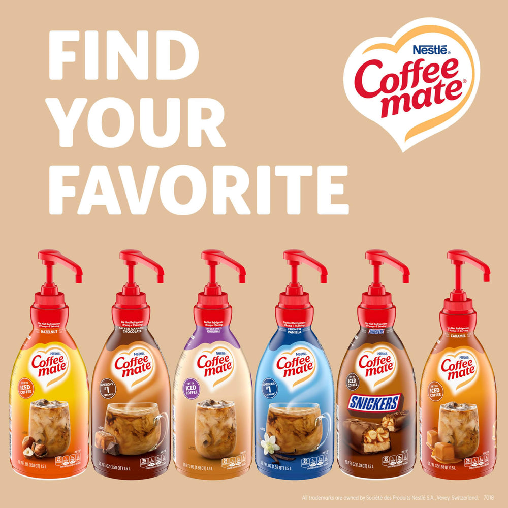 Coffee mate bottle in office breakroom for fast, shelf-stable coffee service