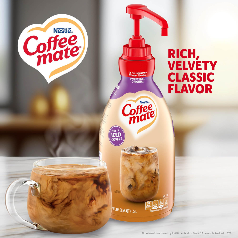 Coffee mate pump mechanism close-up highlighting tamper-proof safety