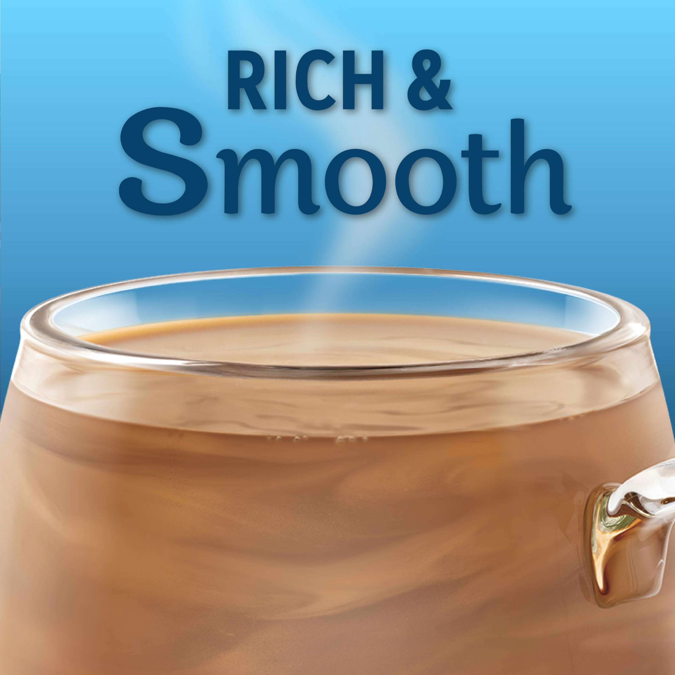 Coffee mate spoonful of creamer being added to coffee for fast blending