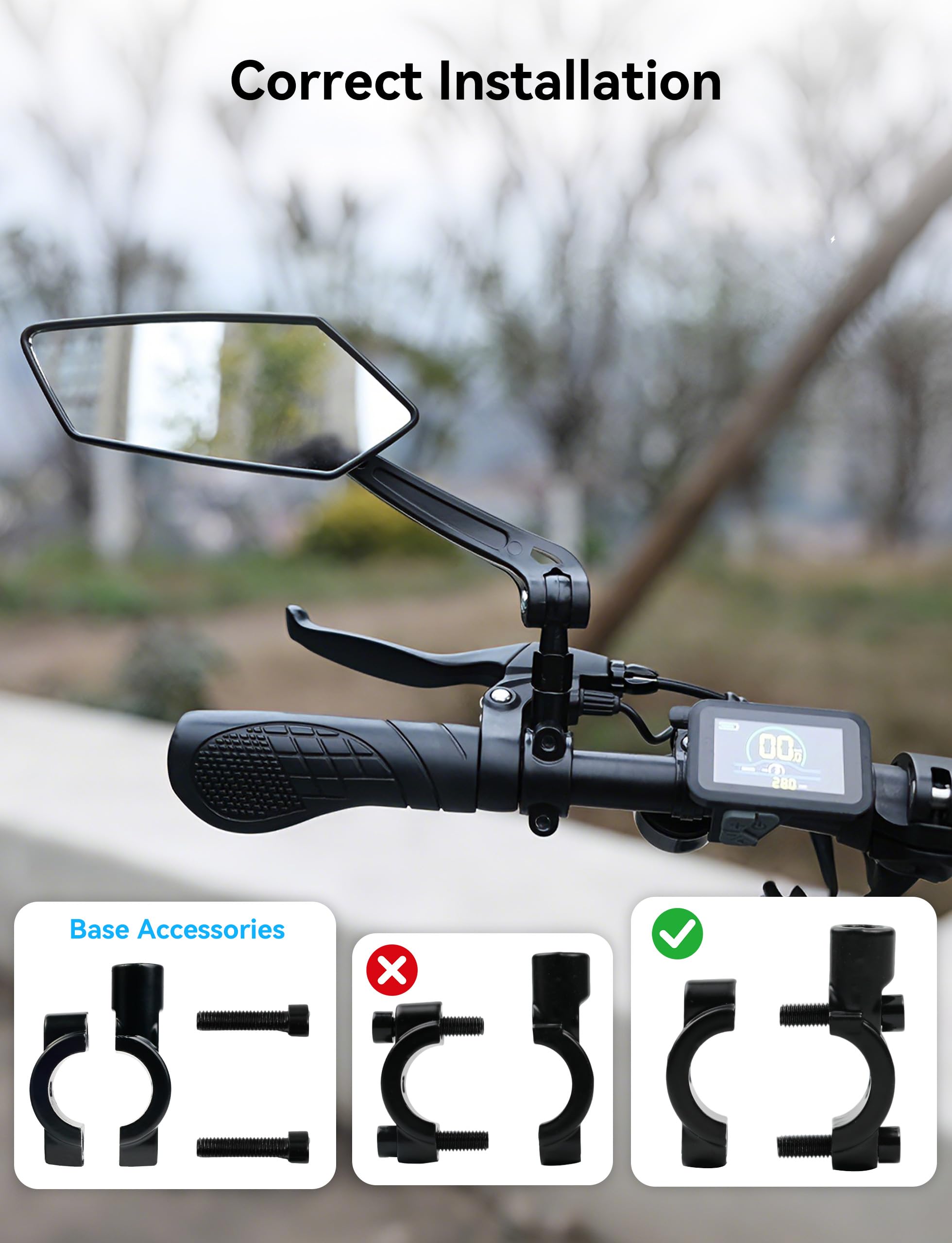COICER two mirrors with packaging and rubber rings for easy install