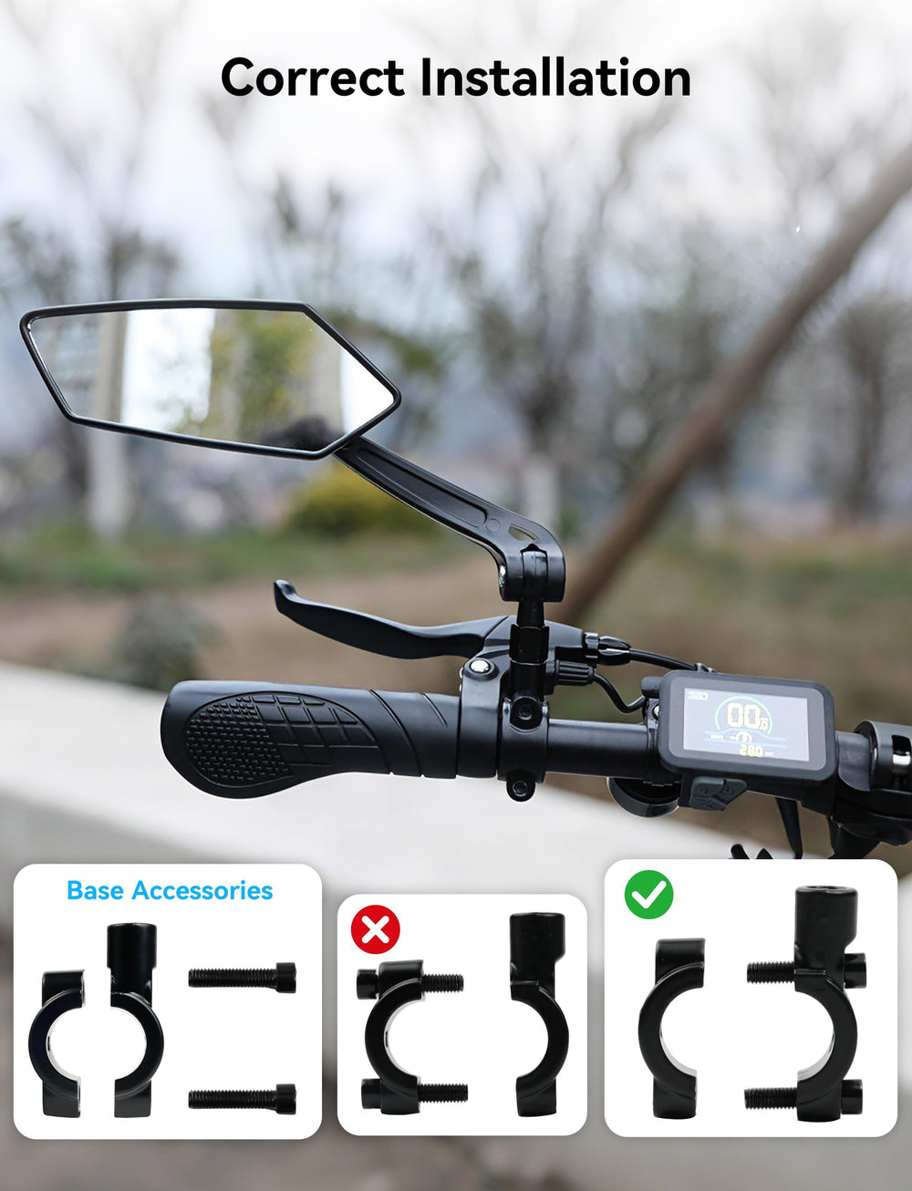 COICER two mirrors with packaging and rubber rings for easy install