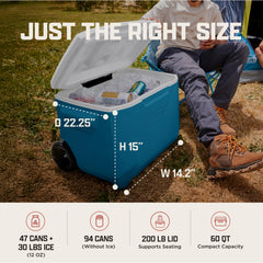 Coleman open cooler filled with drinks and ice to show storage capacity