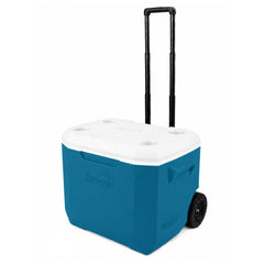 Coleman front view of 60qt rolling cooler showing capacity and portability