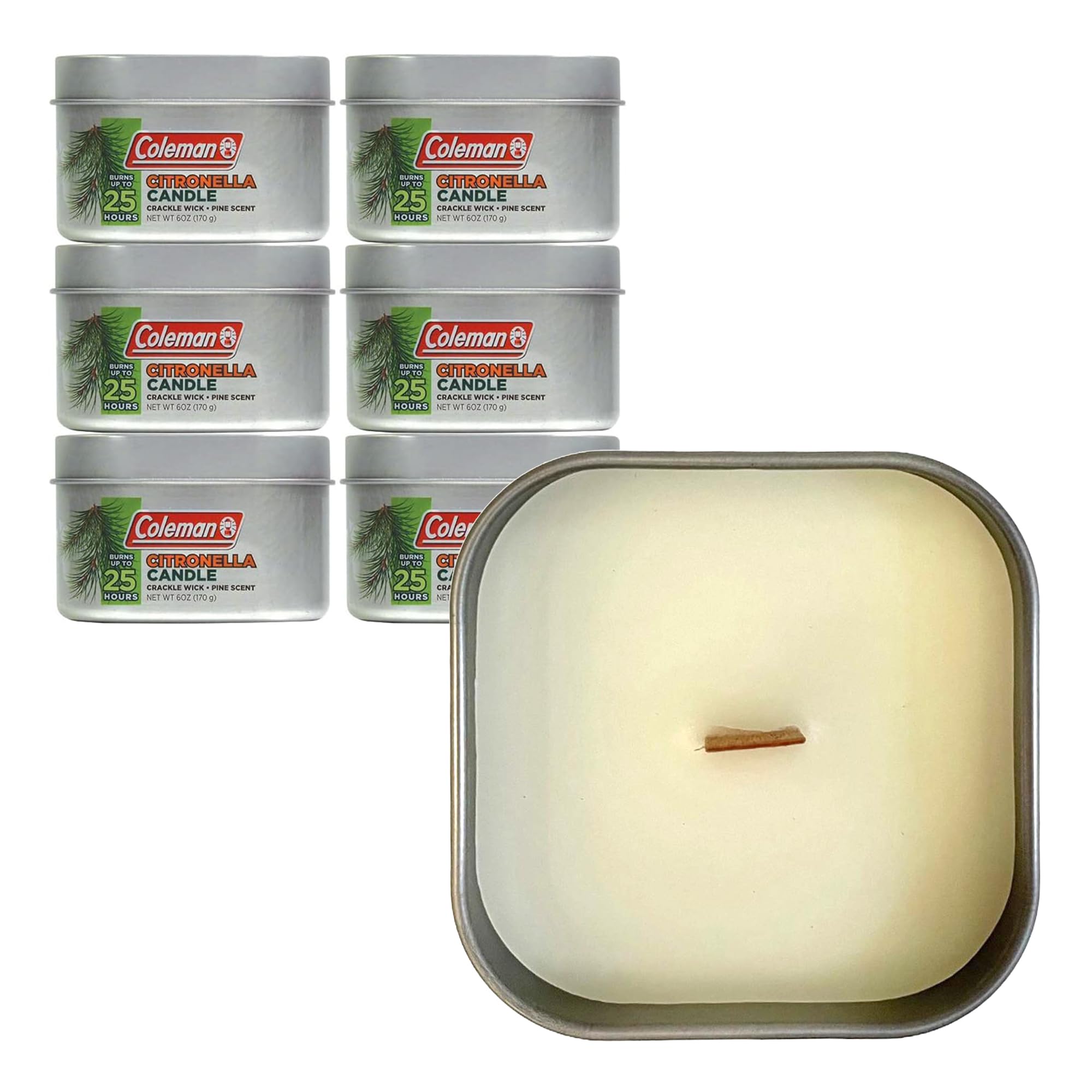 Coleman front tin pack of six showing packaging and outdoor convenience