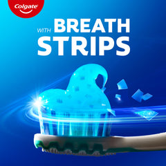 Colgate MaxFresh tube inside a travel toiletry bag showing easy portability benefit