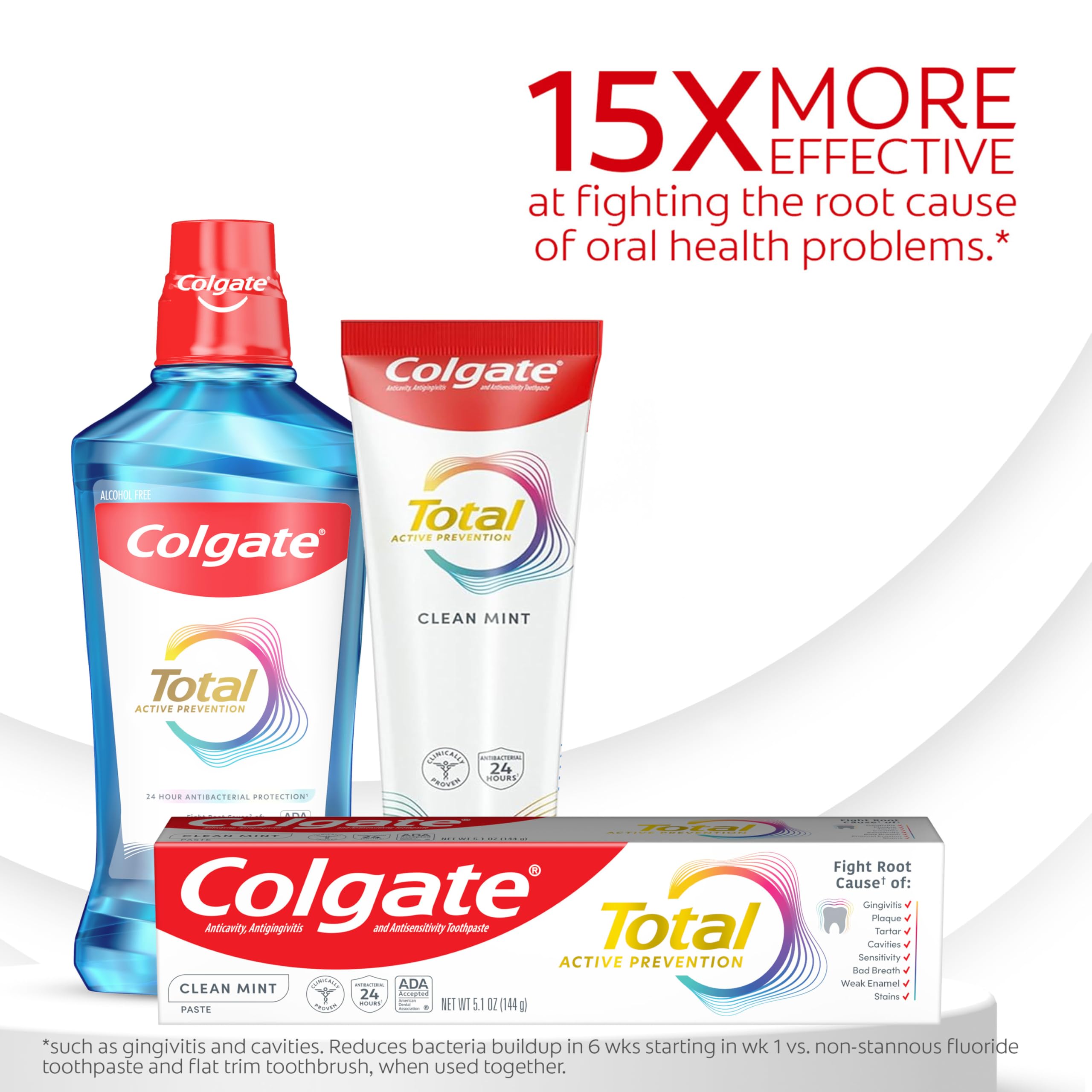 Colgate Total textured toothpaste foam highlighting cleaning action benefit