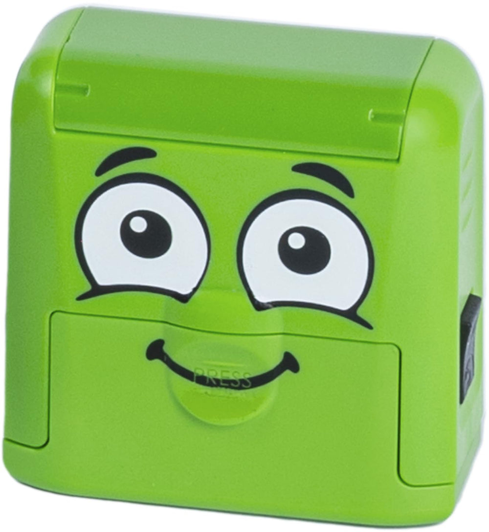 COLOP Marky front view showing green stamp kit and included accessories for easy labeling