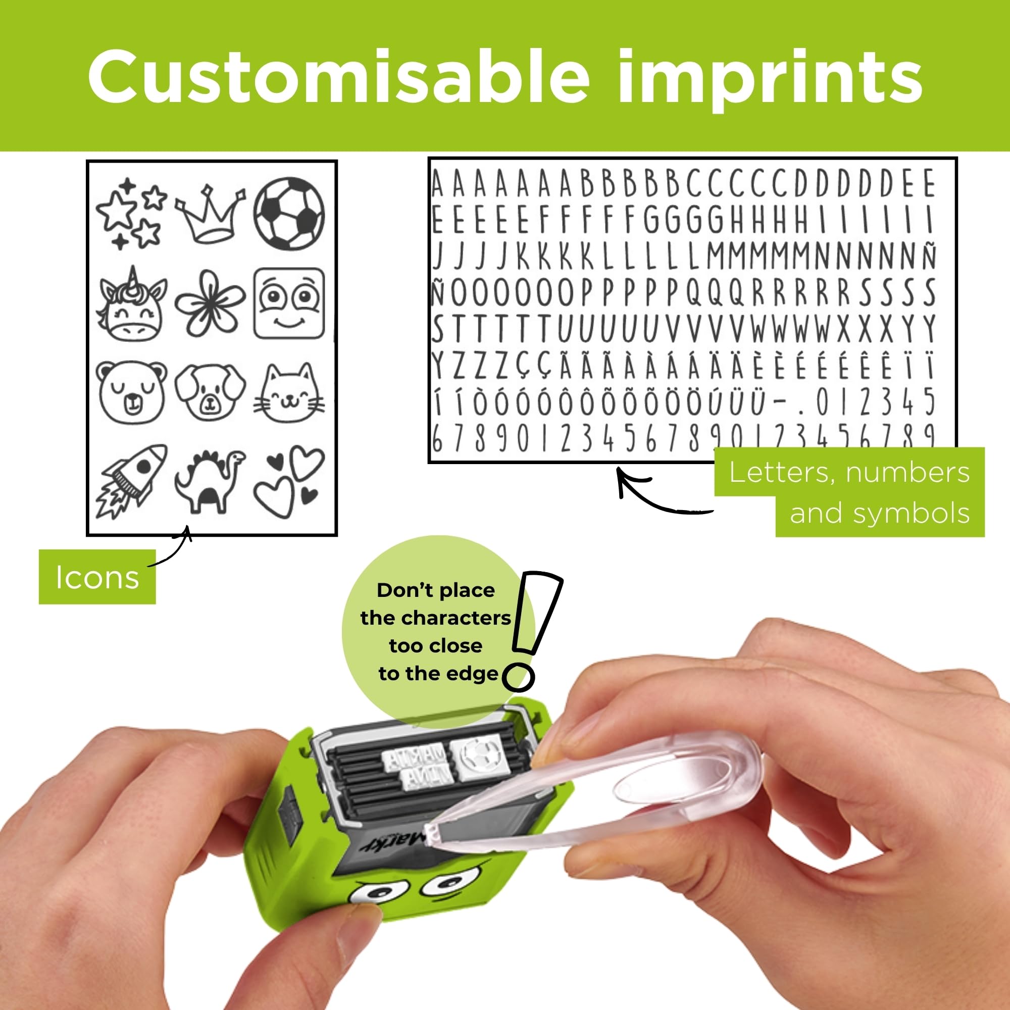 COLOP Marky stickers sheet with icons and names for marking plastic and non-absorbent items