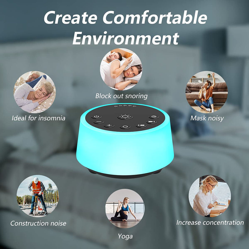 Color Noise with USB cable and adapter showing easy portable power option