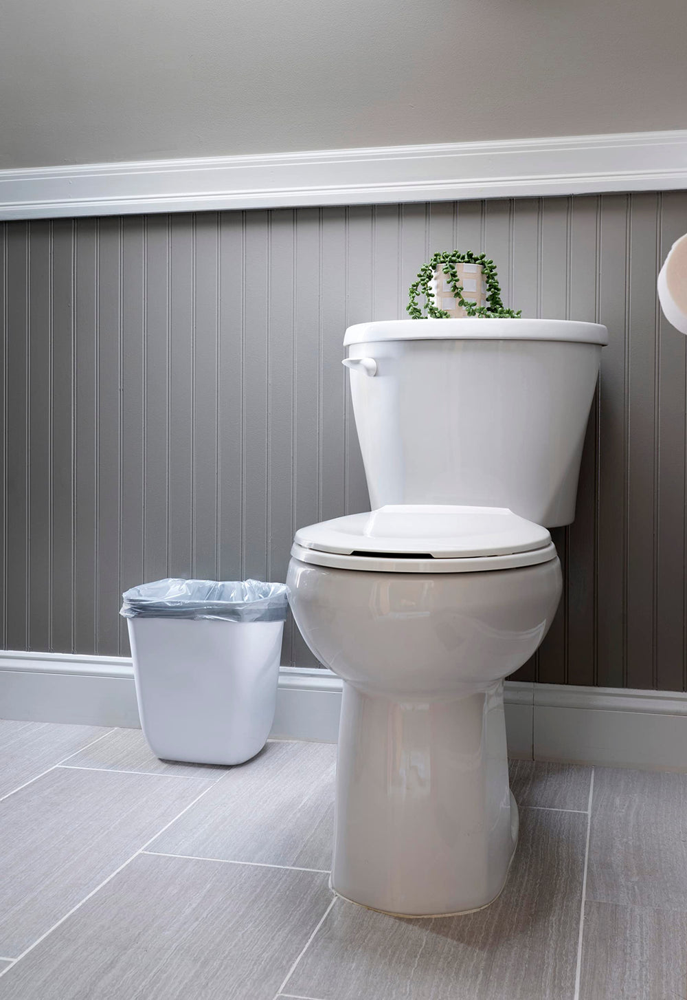 Color Scents bag inside bathroom bin showing fresh scent benefit for small spaces