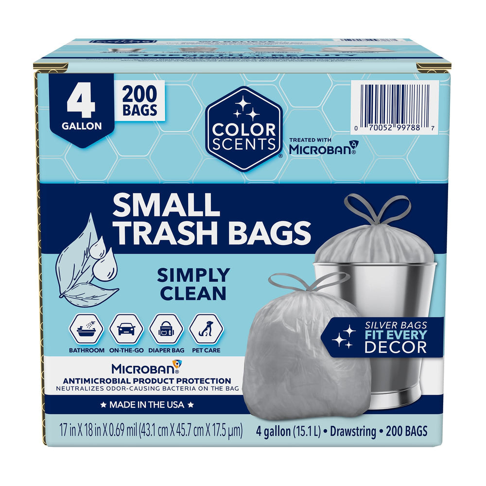 Color Scents front packaging showing 200-count silver drawstring bags and benefit of long supply