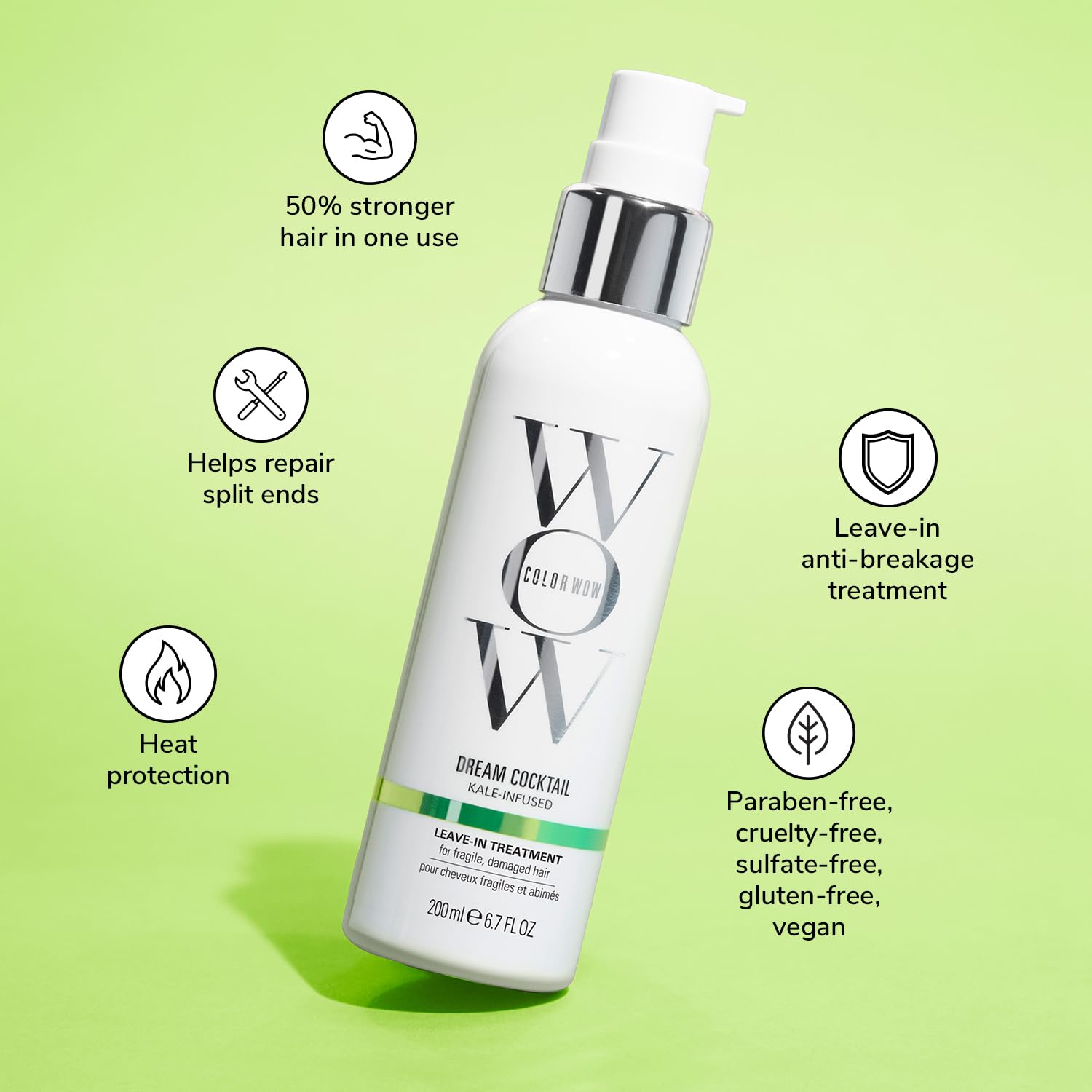 COLOR WOW bottle held in hand for size comparison and travel-friendly benefit