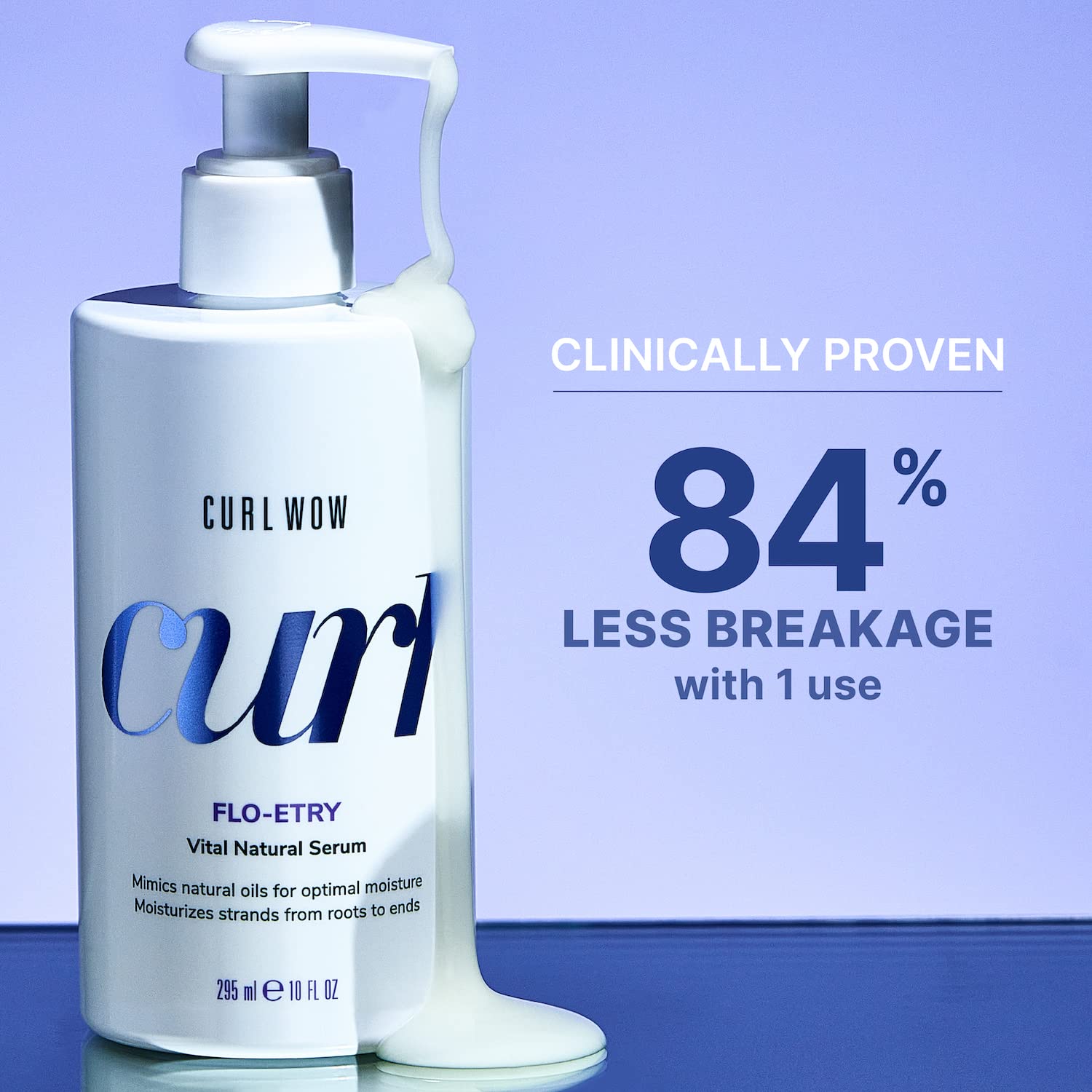 COLOR WOW applying serum into curly hair showing improved definition and reduced frizz