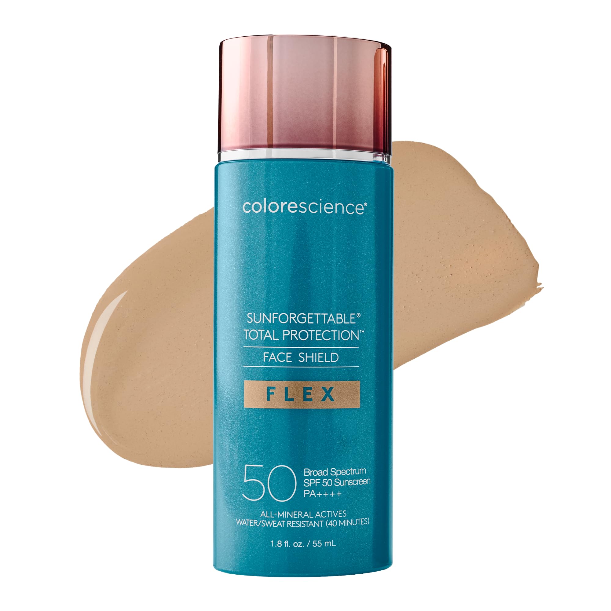 Colorescience front packaging showing SPF 50 and medium shade benefits