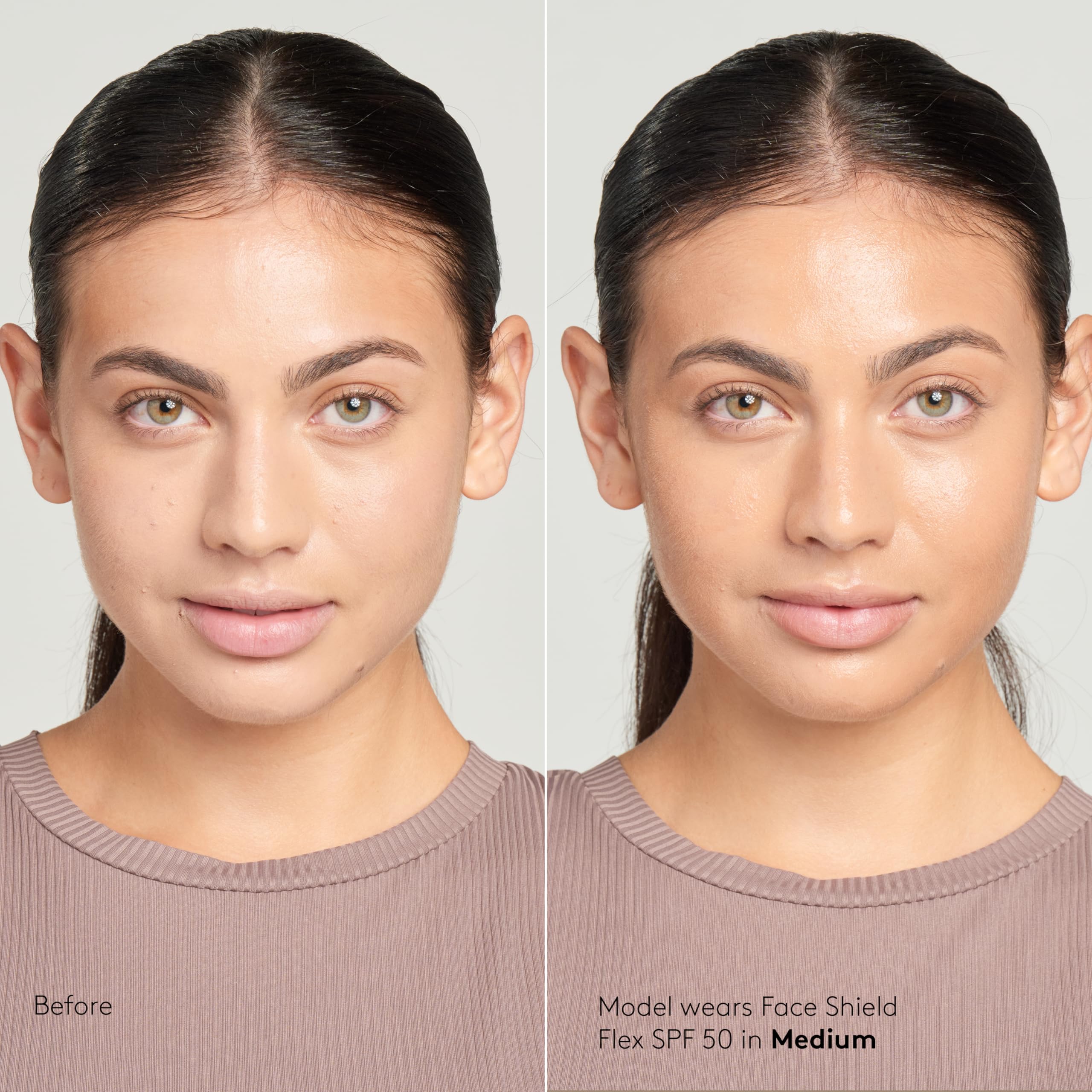 Colorescience swatches on arm illustrating shade adaptation and coverage benefit