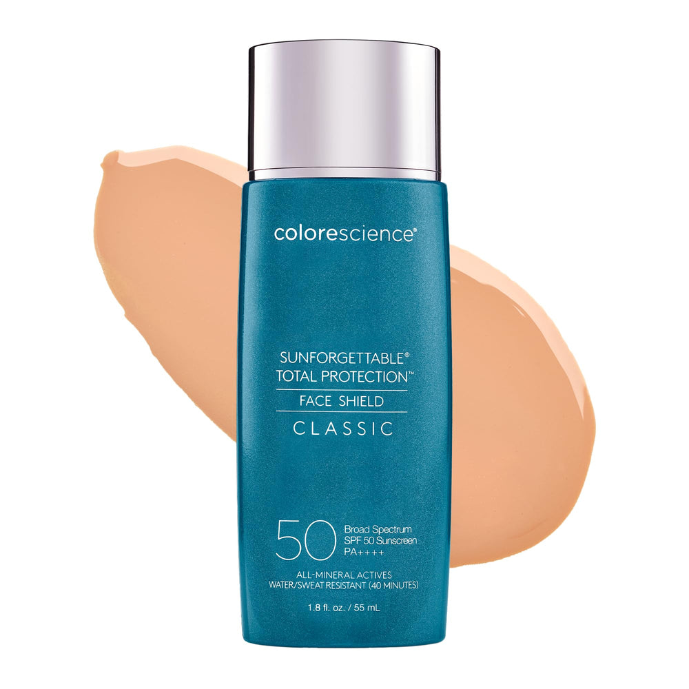 Colorescience product front packaging showing SPF 50 protection benefits
