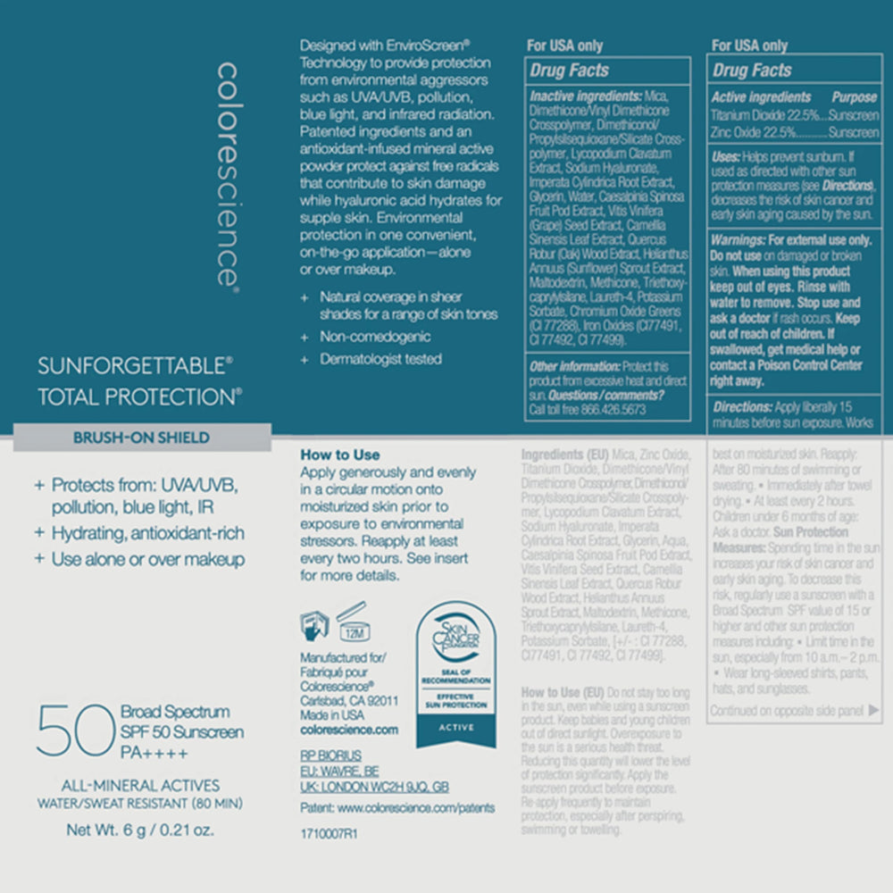 Colorescience brush resisting water droplets demonstrating sweat-resistant protection