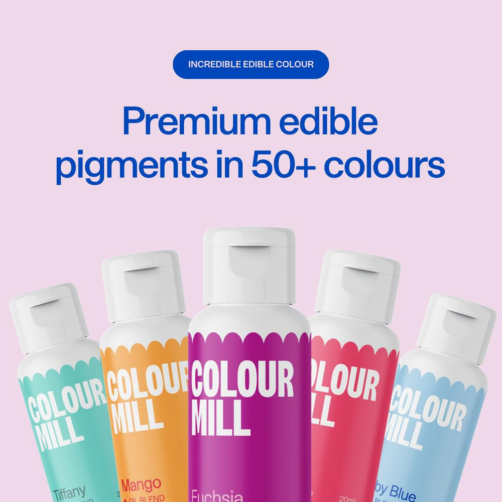 Colour Mill tinting chocolate showing consistent color and glossy finish benefit