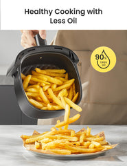 COMFEE' close-up of nonstick frying basket showing easy-release surface and cleaning benefit